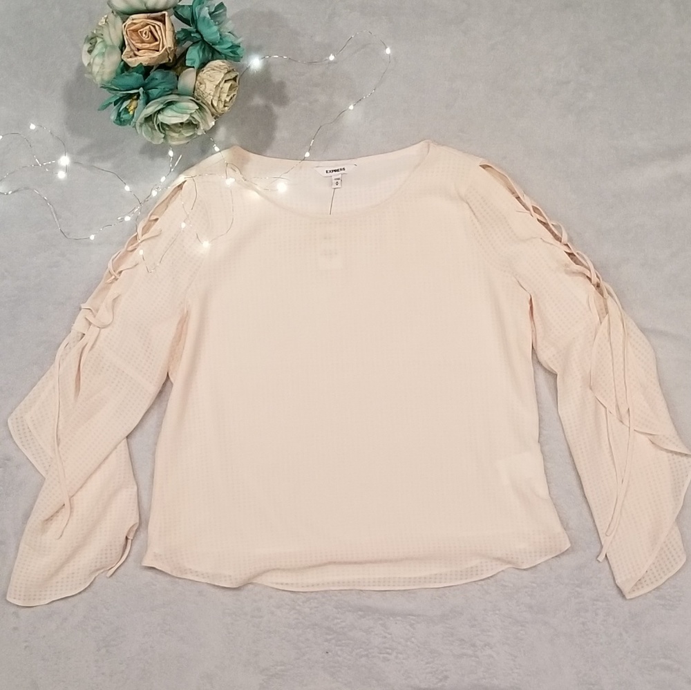 Express Flutter Lace-up Sleeve Blouse